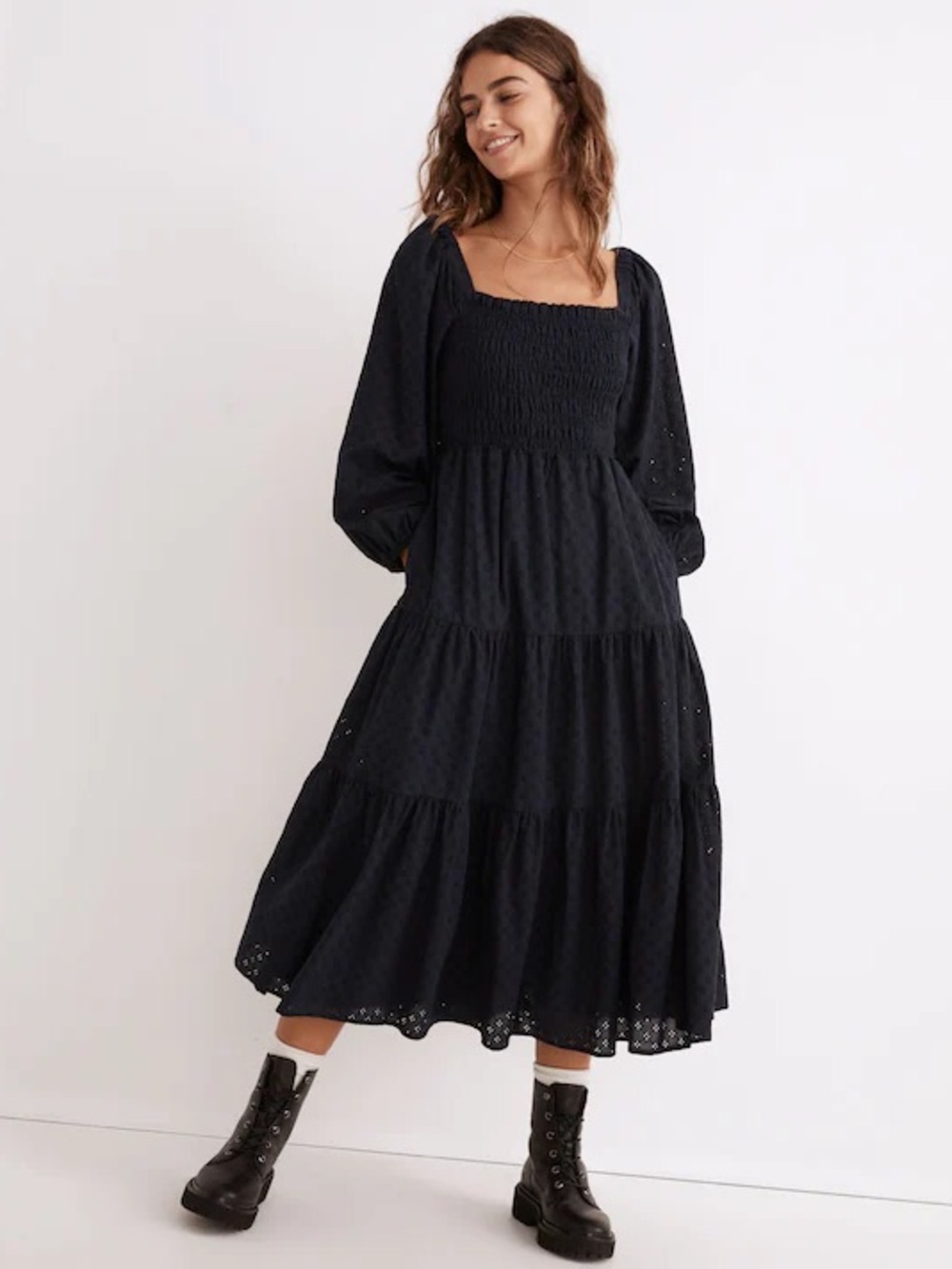 Madewell Lucie Cutout Back Midi Dress Deep Indigo Small